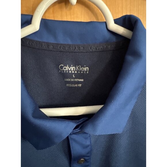 Calvin Klein Performance Mens Polo Shirt Regular Fit L Blue Polyester Blend 2w x - Picture 2 of 4
